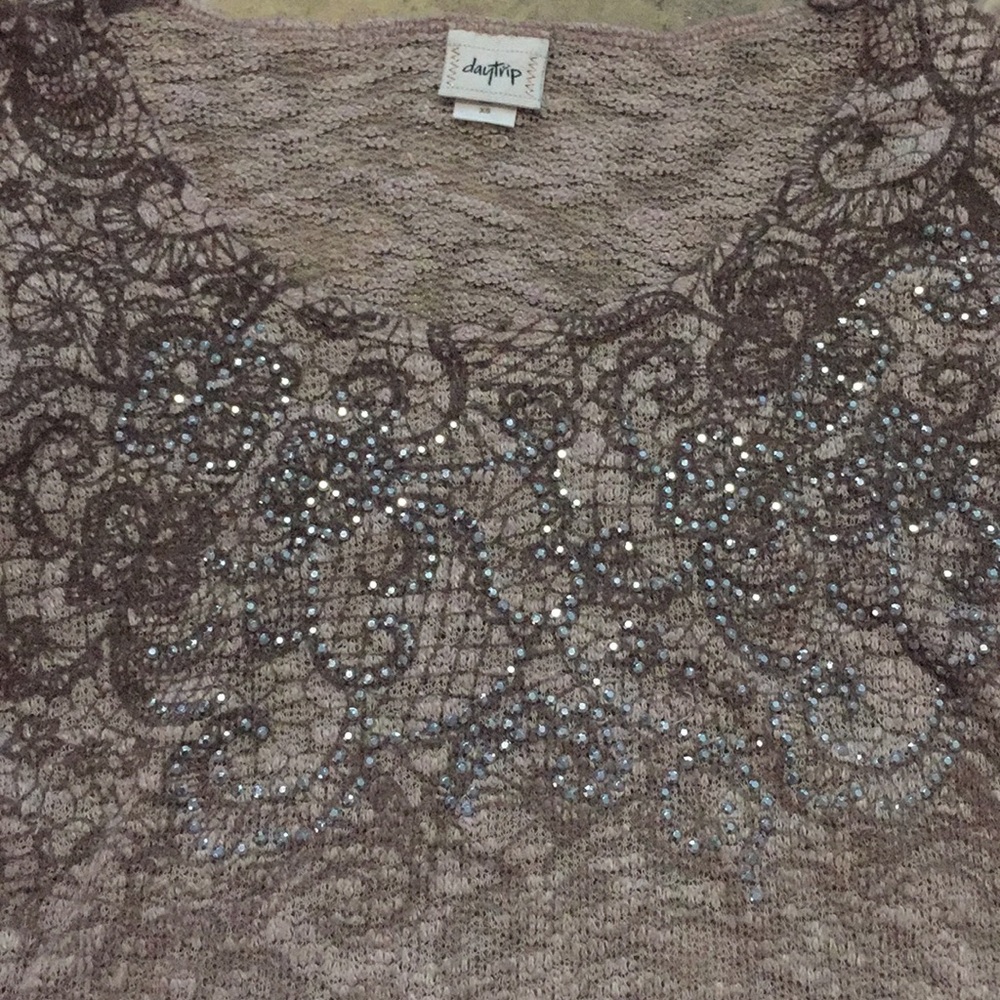 Daytrip ombré/lace/bling sweater! Hot design! NWOT